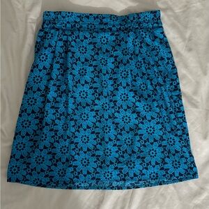 Vintage Blue & Navy Floral Mini Skirt